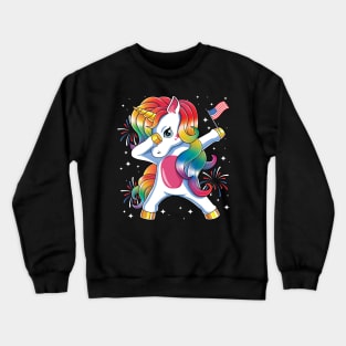 Americorn Dabbing Unicorn USA American Flag Patriotic Crewneck Sweatshirt